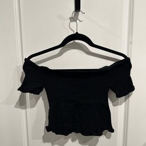 Forever 21 Black Off-shoulder Stretchy Crop Top Large